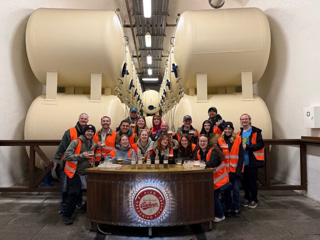 Drs. Feeney & Wildermuth lead travel abroad journey across Europe; Budweiser Brewery (Budejovicky Budvar) Tour in České Budějovice