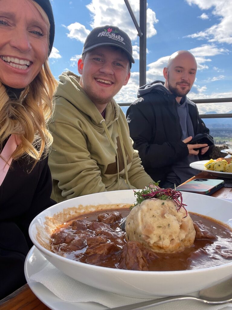Drs. Feeney & Wildermuth lead travel abroad journey across Europe; Beef goulash (Gulasch) served with a Semmelknödel (bread dumpling), a typical Bavarian/German dish.