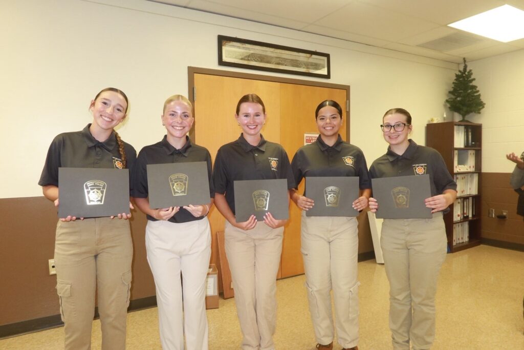 IMG_0277 (1) Criminal Justice major Madeline Sentman completes PA State Police Law and Leadership Program; Sentman alongside other graduates of the program